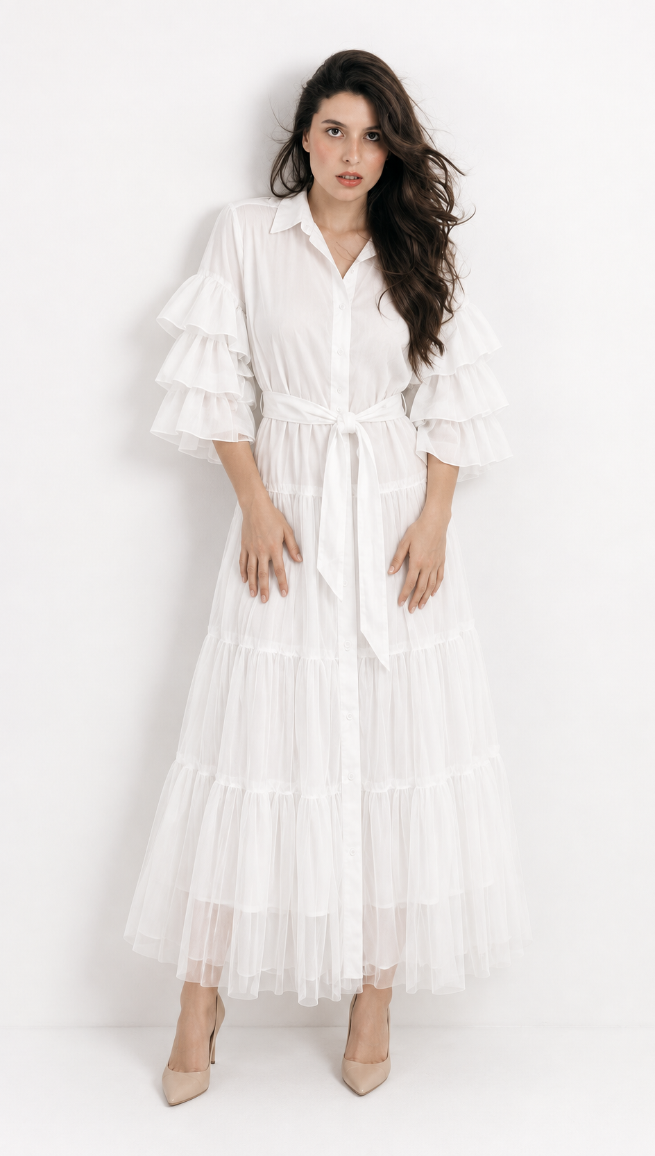 robe froufrou large à volant blanc bubblee